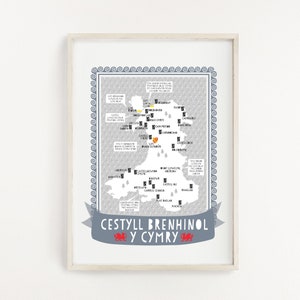 Print Cestyll Brodorol Cymru, Welsh Native Castles Print, Print Cymraeg, Printiau i Blant, Welsh Prints, Welsh Gifts, Anrhegion Cymraeg