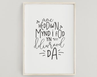 Welsh 'Diwrnod Da' Print, Good day,  Home Decor, Welsh Prints, Printiau Cymraeg