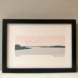 Y Foryd Print, Caernarfon Wales, Cymru, Art, Celf, Welsh Art, Afon Menai Straits, Sunset, Machlud