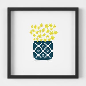 Flowers Print, Print Blodau, Welsh Print, Welsh Gifts, Daffodils, cenin pedr, Daffodil, blanced Gymreig, Welsh blanket