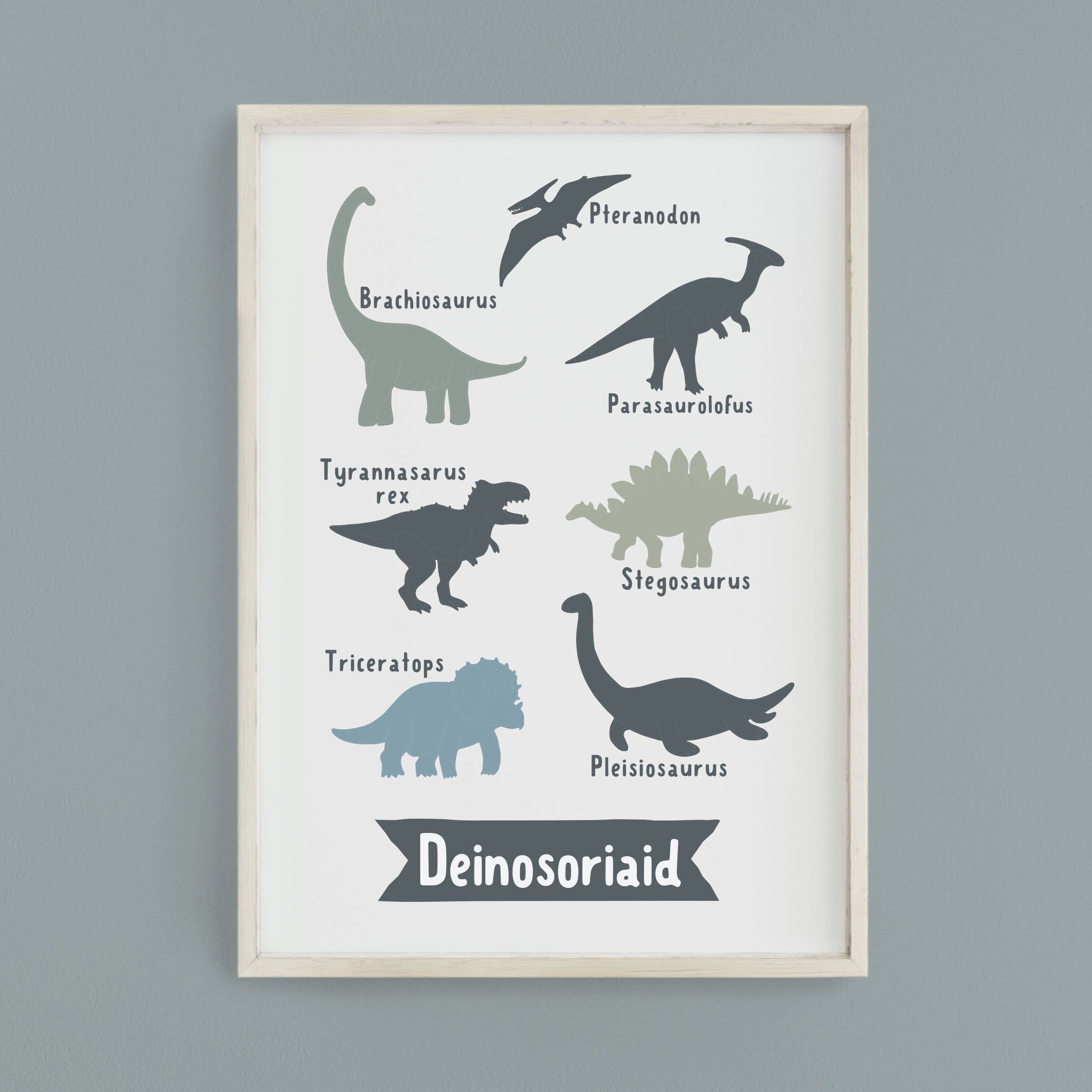 Welsh Dinosaurs Print, Print Deinosors Cymraeg, Welsh Prints, Welsh Prints for Children, Anrhegion Cymraeg, Printiau i blant