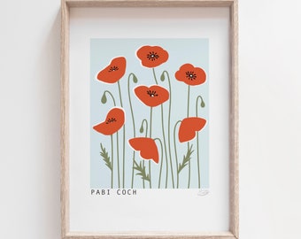 Welsh Red Poppies Print, Print Blodau, Welsh Print, Welsh Gifts, Poppies, Pabi Coch, Welsh Print, Welsh Gifts, Welsh Art
