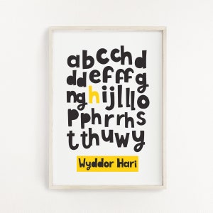 Print Yr Wyddor Gymraeg wedi'i Bersonoli, Personalised Welsh Alphabet, Welsh Gifts, Welsh Prints, Welsh Nursery Print