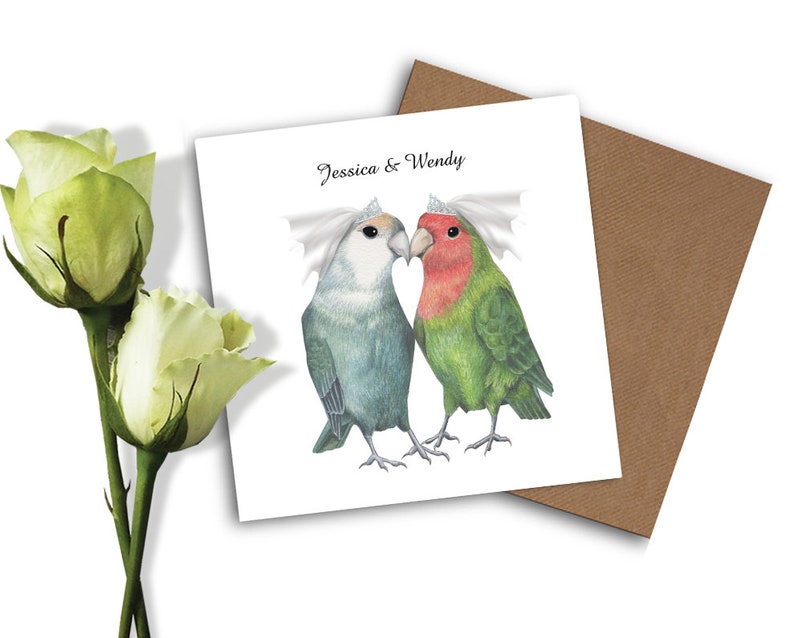 Gay wedding card Lesbian wedding card Love Bird Wedding Card Gay Wedding Love Birds Wedding Card Gay wedding Card Mrs and Mrs image 6