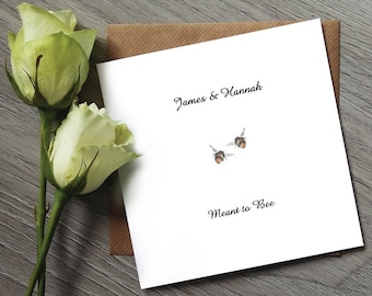 Wedding Card - Meant to Bee - Personalised wedding card - Personalised Anniversary Card - Engagement Card - Greeting Cards - Meant to be