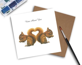 Cute Anniversary Card - Nuts About You - Squirrel Anniversary Card - Squirrel Card - Valentines Card - Anniversary Card - Squirrel gifts
