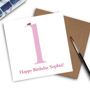 Carte 1er anniversaire - Carte premier anniversaire - Cartes 1er anniversaire - Premier anniversaire - Cadeau 1er anniversaire - Cadeau premier anniversaire - Carte coccinelle