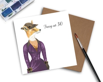 30th Birthday Card - Foxy at 30 - 30th birthday card for her - 30th Birthday Gift - 30th Birthday Gift for Her - 30th Birthday for her