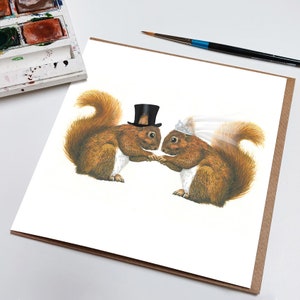 Écureuil roux - carte de mariage écureuil - carte écureuil - cadeaux écureuil - art écureuil - carte de mariage unique - cadeau de mariage unique pour couple