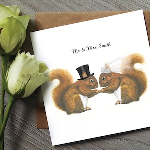 Carte de mariage unique - carte de mariage écureuil - cadeaux écureuil - Art écureuil - jolie carte de mariage - joli cadeau de mariage - écureuil roux