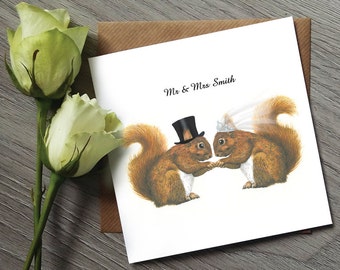 Unique Wedding Card - Squirrel Wedding Card - Squirrel Gifts - Squirrel Art - Cute Wedding Card - Cute Wedding Gift - Red Squirrel