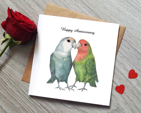 Carte Anniversaire Lovebirds Love Birds Cadeaux Etsy Canada