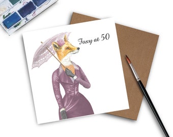 50th Birthday Card - Foxy at 50 - Foxy Lady - 50th Birthday - 50th Birthday Gift - 50th Birthday Gift Woman - 50th Birthday Gifts for Women