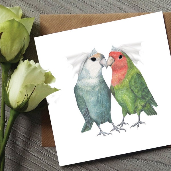 Lesbian wedding card - Love Birds wedding Card - Mrs and Mrs - Love Bird Wedding Card - Gay Wedding - Love Birds - Lesbian Anniversary Card