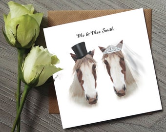 Horse Wedding Card - Personalised Wedding Card - Funny Wedding Card - Horse Wedding - Mr and Mrs Wedding Card - Wedding Card - Horse Card