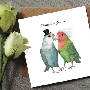 Carte de mariage inséparables - carte de mariage personnalisée - cartes de mariage - carte d'anniversaire - carte de mariage personnalisée - carte de mariage oiseau d'amour