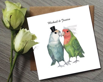 Wedding Card Lovebirds - Personalised Wedding Card - Wedding Cards - Anniversary Card - Personalized wedding Card - Love bird Wedding Card