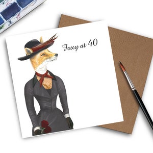 Carte 40e anniversaire - Foxy à 40 ans - Foxy Lady - 40e anniversaire - Cadeau 40e anniversaire - Cadeau 40e anniversaire femme - Cadeaux 40e anniversaire pour femme