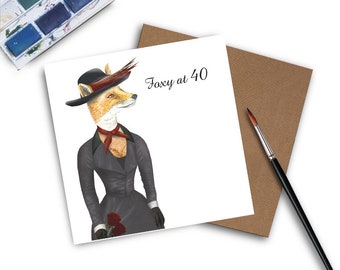 40th Birthday Card - Foxy at 40 - Foxy Lady - 40th Birthday - 40th Birthday Gift - 40th Birthday Gift Woman - 40th Birthday Gifts for Women