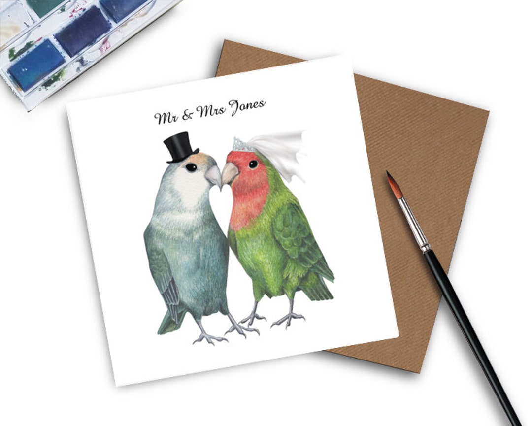 Love Bird Card - Personalised Wedding Card - Personalised Anniversary ...