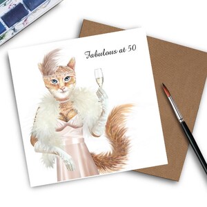Carte d'anniversaire chat - 50 ans - Carte d'anniversaire chat maman - Carte d'anniversaire des 50 ans - 50e anniversaire - Cartes des 50 ans - Cadeaux chat pour femme