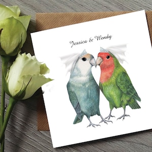 Gay wedding card Lesbian wedding card Love Bird Wedding Card Gay Wedding Love Birds Wedding Card Gay wedding Card Mrs and Mrs image 1