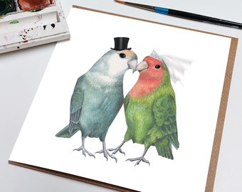 Love Bird Wedding Card - Mr and Mrs - Love birds - Cute Wedding Card - Wedding Card - Anniversary Card - Love Card - Lovebirds - Lovebird