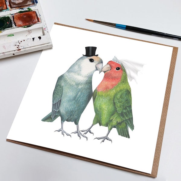 Love Bird Wedding Card - Mr and Mrs - Love birds - Cute Wedding Card - Wedding Card - Anniversary Card - Love Card - Lovebirds - Lovebird