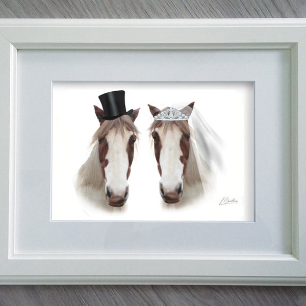 Horse Wedding Gift - Horse Themed Wedding Gift - Mr & Mrs Horse Print - Wedding Gift - Horse Wedding - Gift - Horse Gift - Horse Art