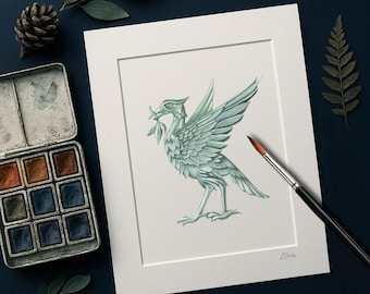 Liverpool Liver Bird Watercolour Art Print: Scouse Home Decor