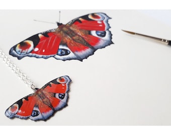 Butterfly necklace - Peacock Butterfly Art - Butterfly Pendant - Butterfly Charm Necklace - Butterfly Gift Ideas - Necklace