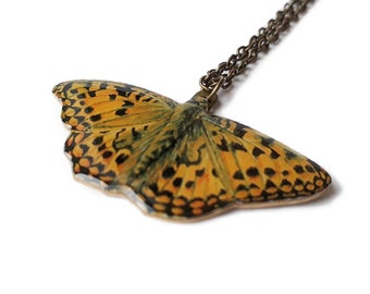 Butterfly Necklace in the UK - Butterfly Art - Butterfly Gifts - Butterfly Necklace Gold - Necklace for Women - Fritillary Butterfly