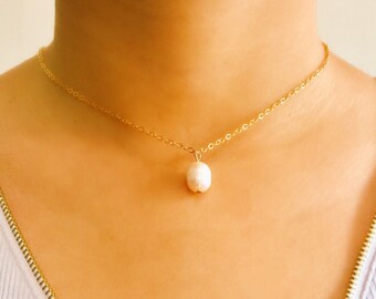 Pearl Necklace / Natural Pearl Necklace / 14k Gold Filled