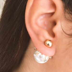 Double Side Pearl and Crystal Earrings image 1