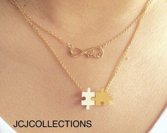 Gold and Silver Puzzle Necklace / Dainty / Simple / Cute