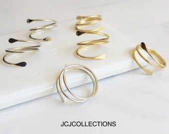 Silver Geometry Ring, Gold Geometry Ring, Wraparound Ring