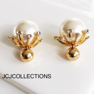 Double Side Pearl and Crystal Earrings image 4