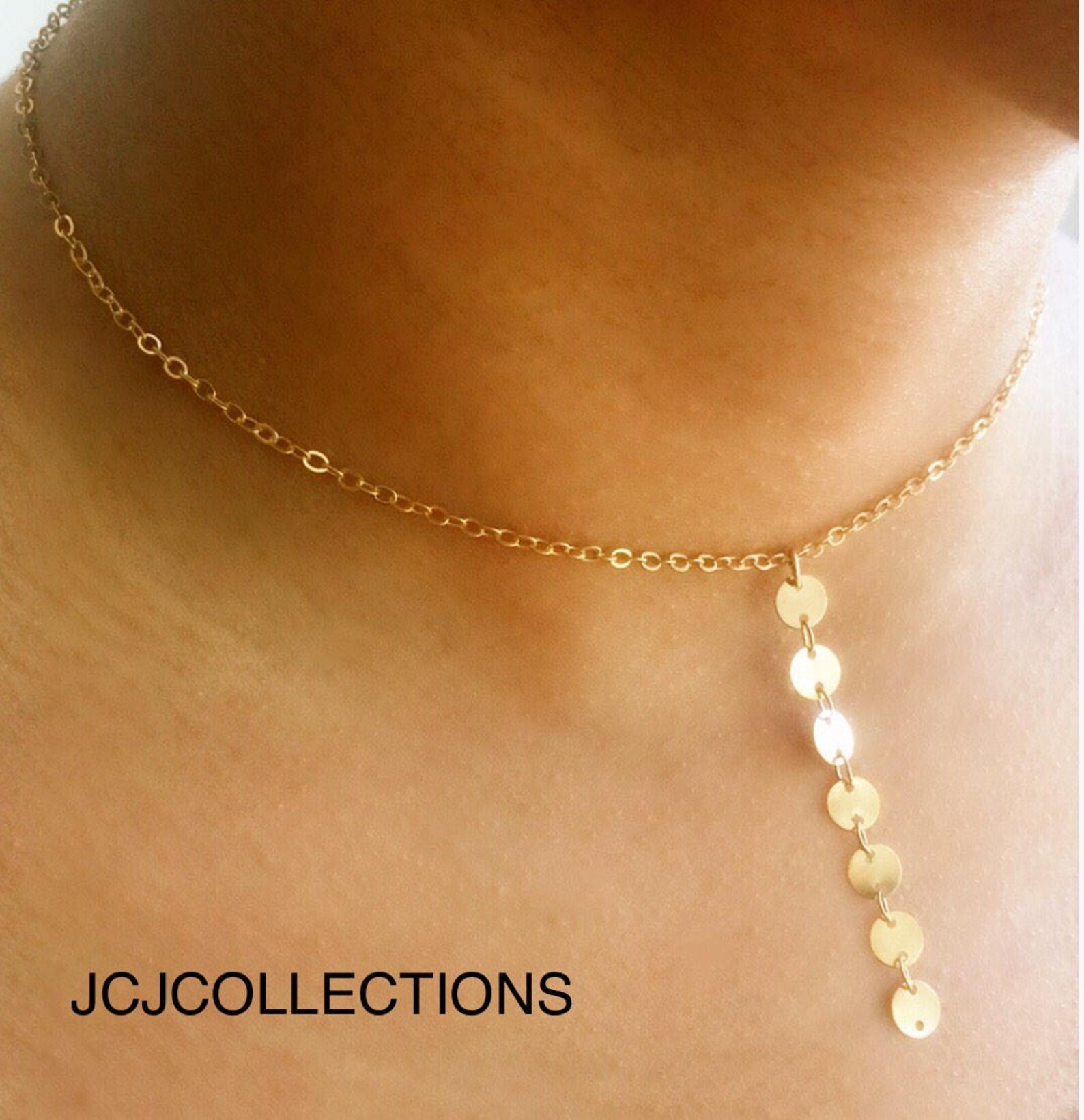 Gold Choker Necklace, Lariat Choker Necklace Etsy