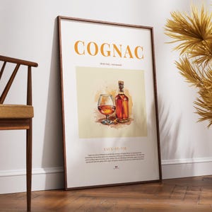 Cognac Art Print | Instant Download, Cocktail Printable Wall Art, Learn French Poster, Vintage Cocktail Poster, French Decor, Bar decor
