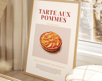 Impresión de arte de tarta de manzana francesa: Cartel de Tarte Aux Pommes (descarga instantánea)