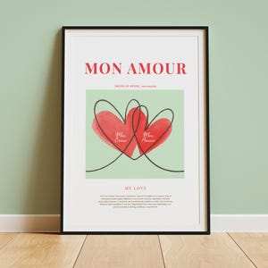Mon Amour Art Print | Instant Download, French Love Printable Wall Art, Learn French Poster, Gift Ideas, Home Decor, French Decor