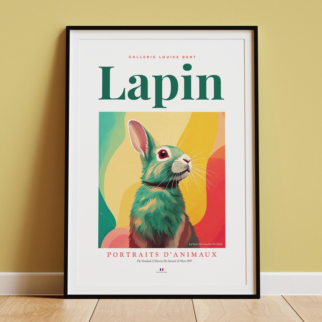 French Rabbit Sigma French Rabbit Art Print: Learn French, Animal Decor (instant Download ...
