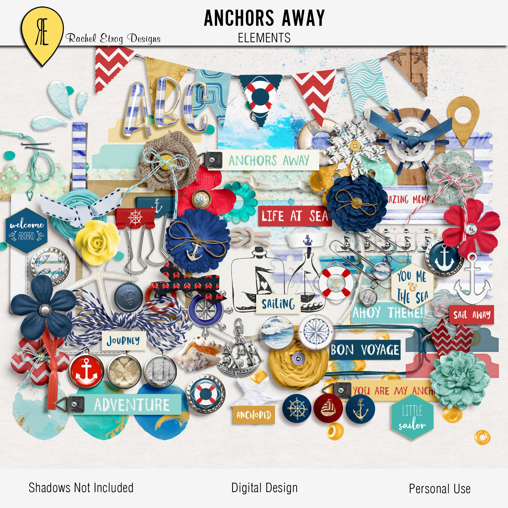 Nautical digital scrapbooking Nautical embellishments Etsy