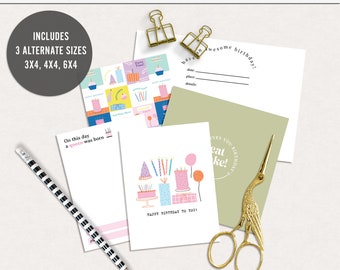 And many more digital journal cards, Birthday digital journal cards, Printable birthday journal cards, Printable b-day project life cards