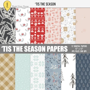 Ti's the Season Weihnachts-Digitalpapiere, Weihnachts-Scrapbook-Digitalpapiere, Winter-Digitalpapier, Feiertags-Digitalpapier, Weihnachtsmuster