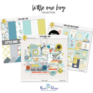 Digitale Sammlung für ein kleines Baby, digitales Scrapbooking-Kit für Babys, druckbare Meilensteinkarten für Babys, druckbare Papiere für Babys