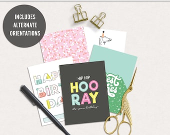 One year older digital journal cards, Birthday digital journal cards, Printable birthday journal cards, Printable b-day project life cards