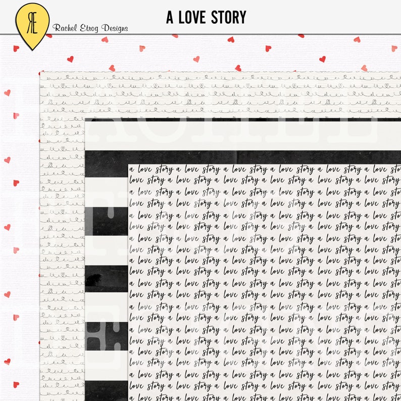 Digital Valentine Paper Love Digital Paper Love Paper Etsy