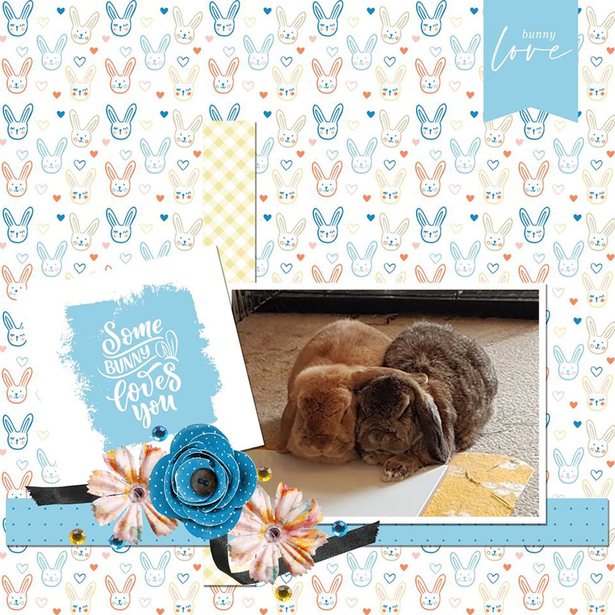 Happy Bunny Day Digital Scrapbooking Kit, Printable Bunny Paper Pack ...