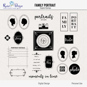 Family Portrait digital stamps and brushes, Family digital stamps, Vintage family digital clip art, Family photoshop stamps brush